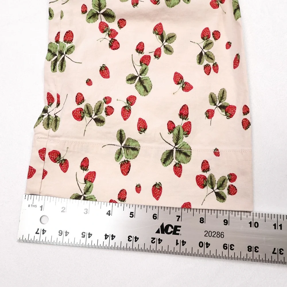 MAEVE ANTHROPOLOGIE Womens 26 Cream Strawberry Print Collete Wide Leg Crop Pants